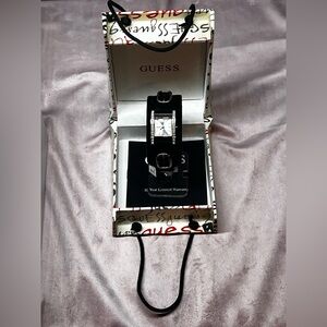 Guess Black Velvet Strap Watch